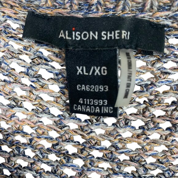 Alison Sheri grey Silver Long Sleeve Open Knit Sweater size xl - Picture 9 of 14